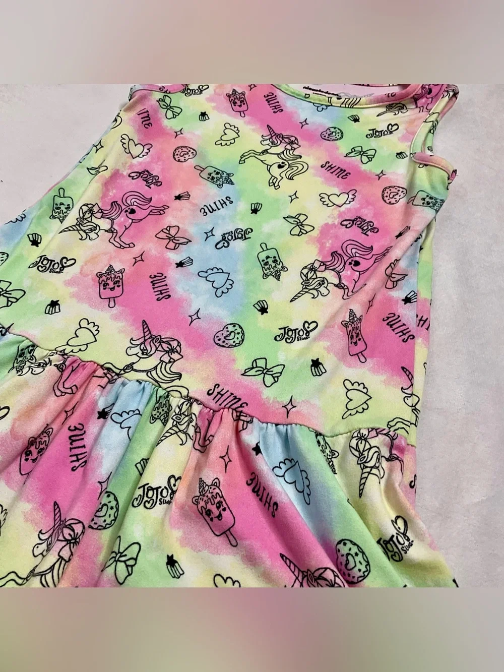 Nickelodeon JoJo Siwa Dress Girls  Sleeveless Tie Dye Rainbow Unicorn Size 6/6x